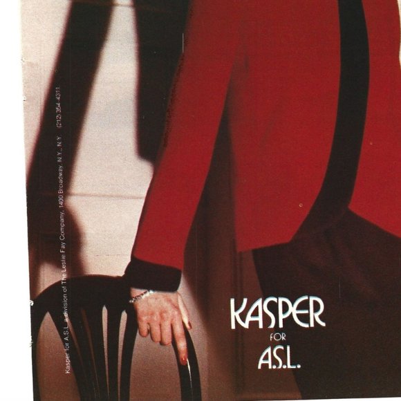 Kasper ASL Fashion New York 1980s Vintage Print Ad 9 inch Tall - Picture 3 of 4